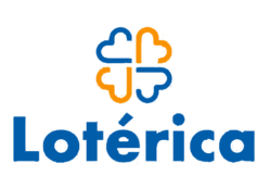 Logo lotérica azul e laranja